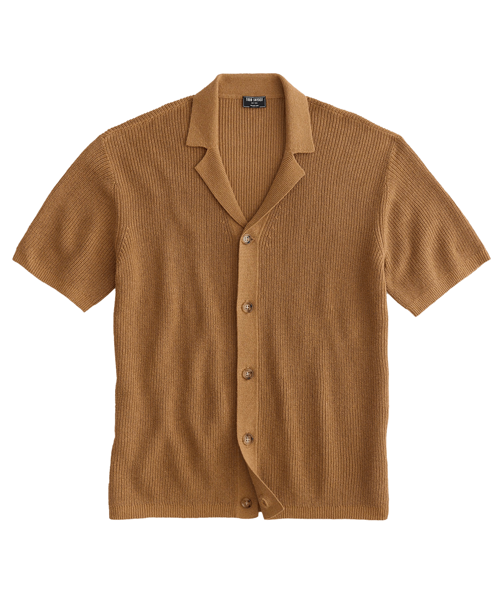 RECYCLED COTTON CABANA POLO IN CAMEL