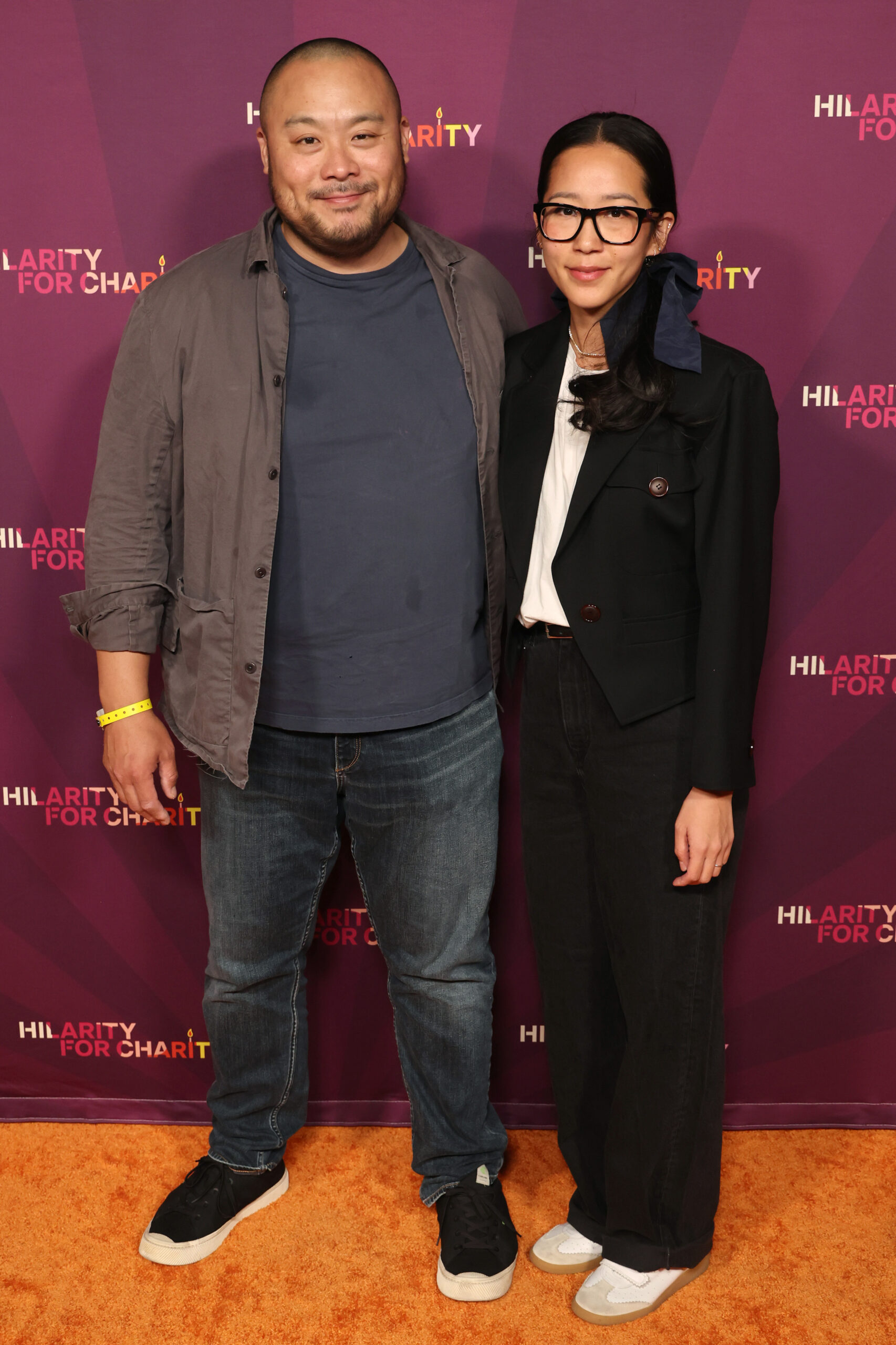 David Chang and Grace Seo Chang at HFC’s 10th Birthday Extravaganza hosted by Seth Rogen and Lauren Miller Rogen on October 1, 2022, in Los Angeles, California