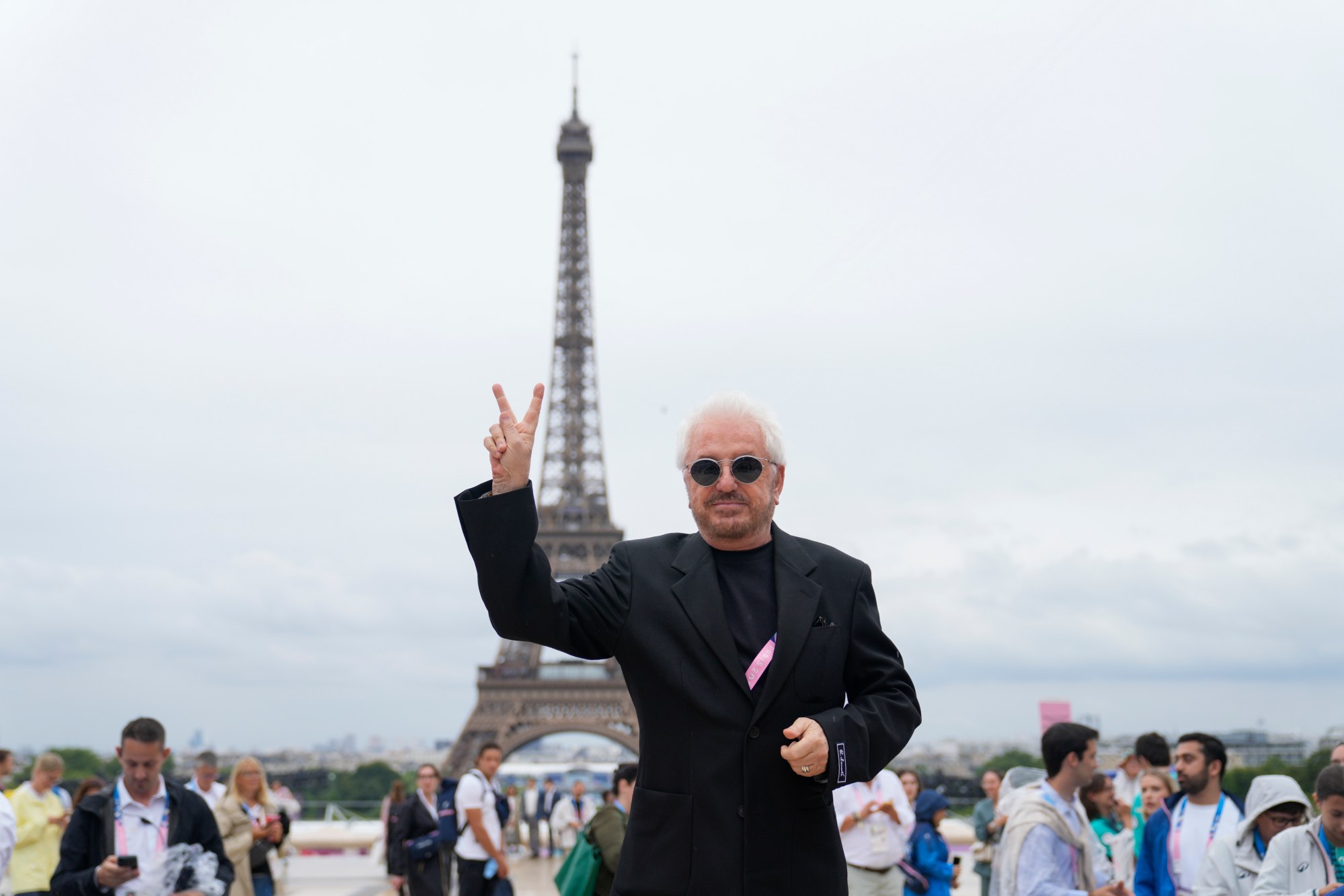 French musician Marc Cerrone arrives in Paris, France, before the opening ceremony of the 2024 Summer Olympics, Friday, July 26, 2024. (AP Photo/Natacha Pisarenko)